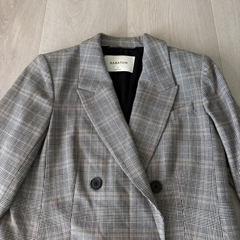 Aritzia Babaton Double Breasted Blazer Women's Size 4 Glen Plaid Atelier